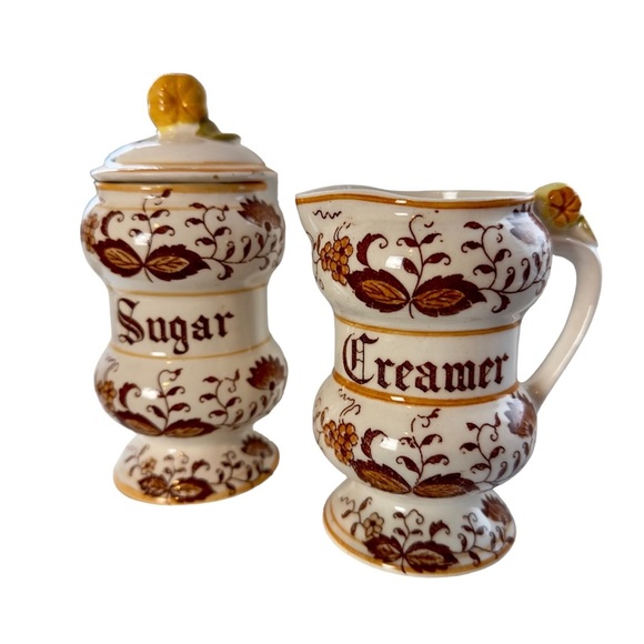 Vintage Retro 1950’s Brown Onion Ceramic Creamer and Sugar Set - Picture 16 of 16
